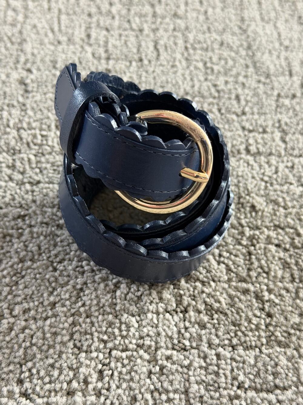 Rachel Parcell S Leather Scalloped Belt Navy
